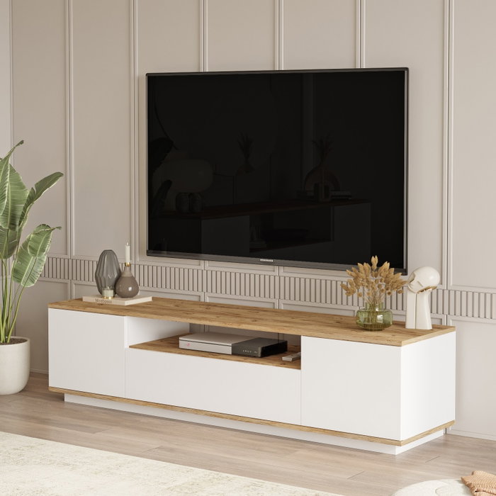 Hanah Home Soporte de TV Fr7-Aw Pino Atlántico y Blanco